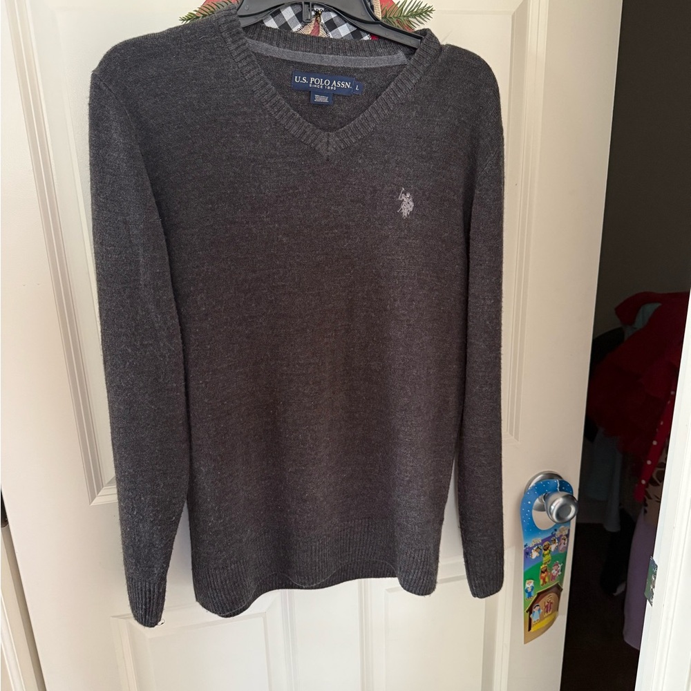 U.S. Polo Assn. Men's Charcoal V-Neck Sweater
